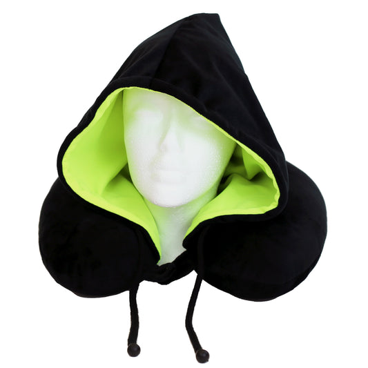 Fiber Filled Hooded Travel Neck Pillow - Adult - Dual Color - 12" x 12"