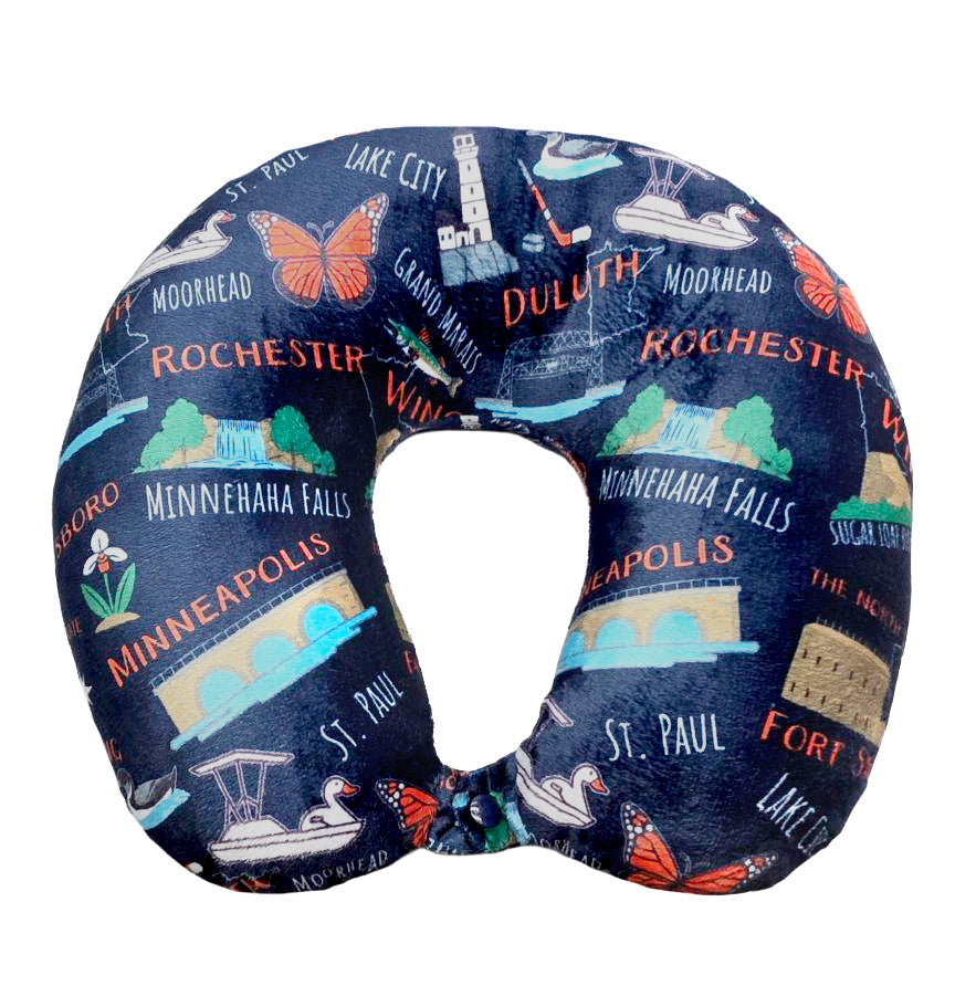 Fiber Filled Travel Neck Pillow – State Prints