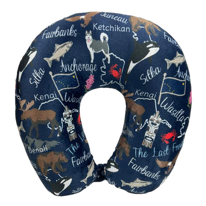 Fiber Filled Travel Neck Pillow – State Prints