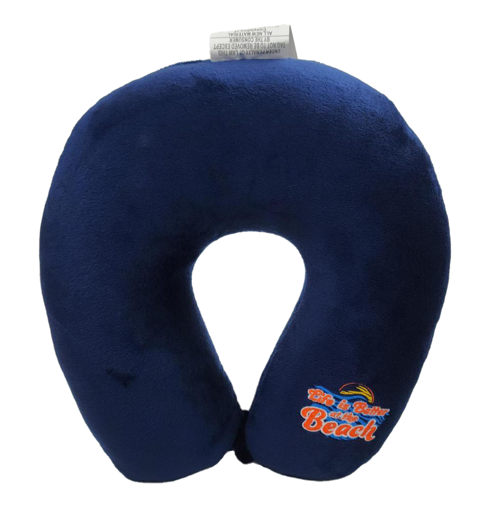 Fiber Filled Travel Neck Pillow - Adult - Novelty Embroidery - 12" x 12"