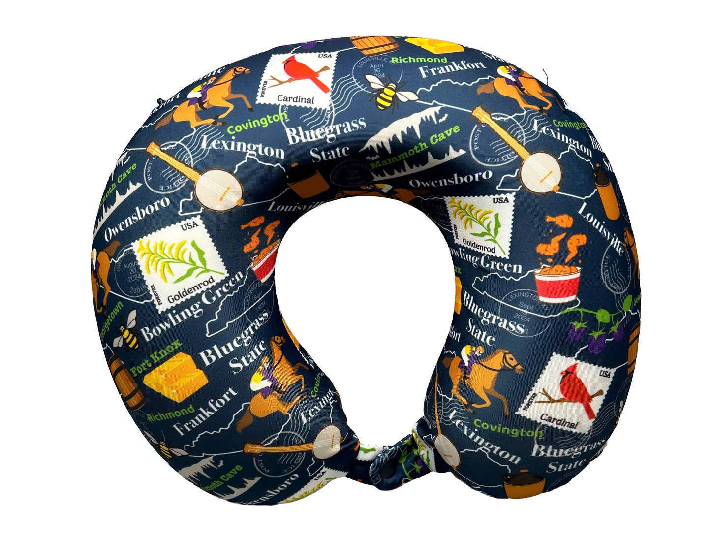 Memory Foam Travel Neck Pillow – State Prints