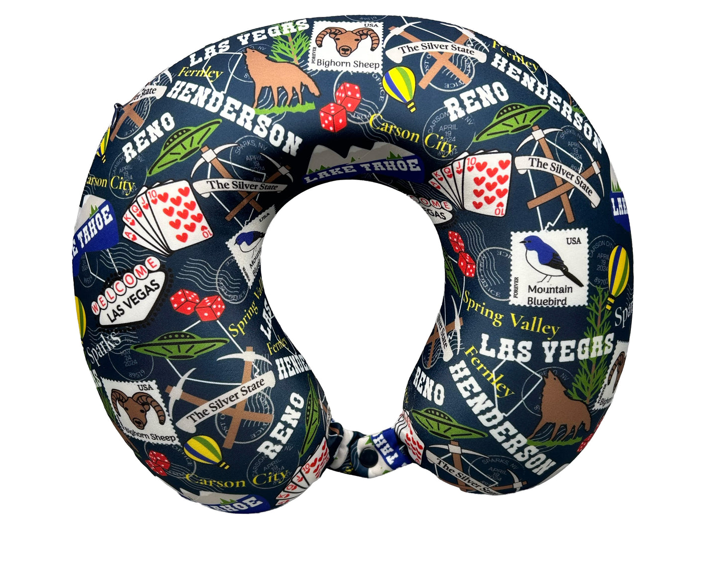 Memory Foam Travel Neck Pillow – State Prints