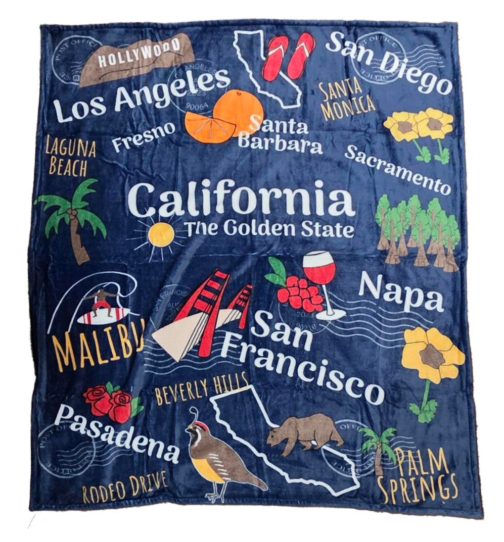 Printed Fleece Blanket - State Souvenir - 50" x 60"