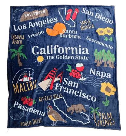 Printed Fleece Blanket - State Souvenir - 50" x 60"