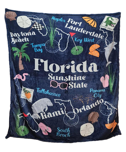 Printed Fleece Blanket - State Souvenir - 50" x 60"