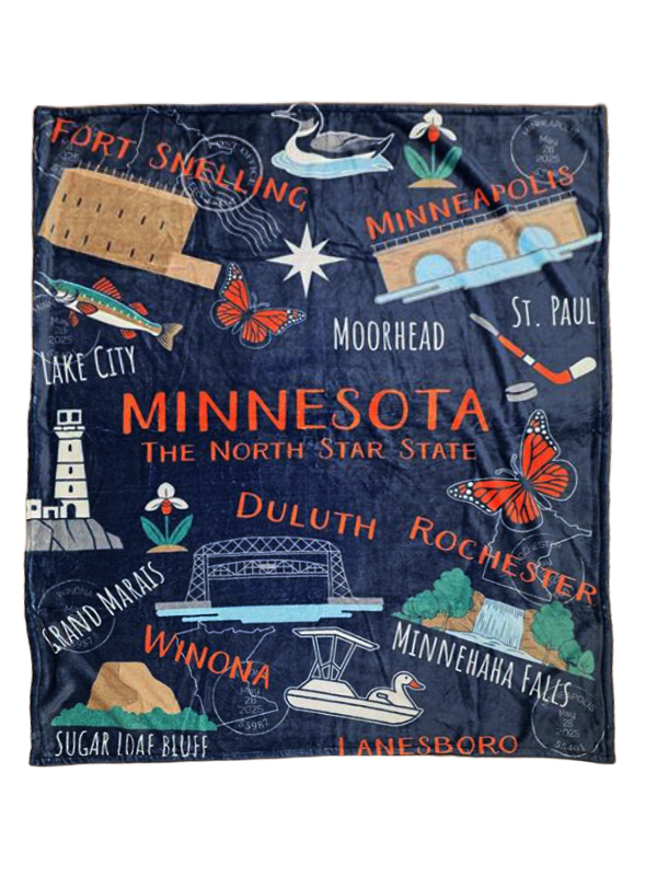 Printed Fleece Blanket - State Souvenir - 50" x 60"