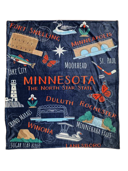 Printed Fleece Blanket - State Souvenir - 50" x 60"
