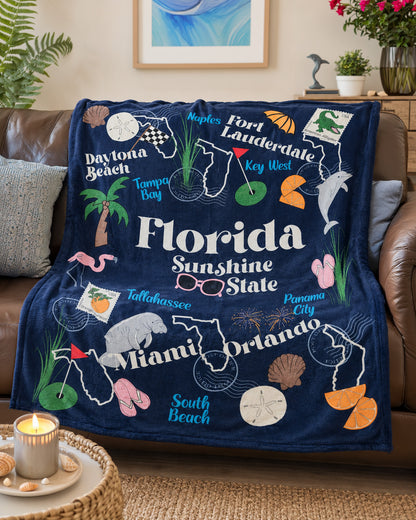 Printed Fleece Blanket - State Souvenir - 50" x 60"