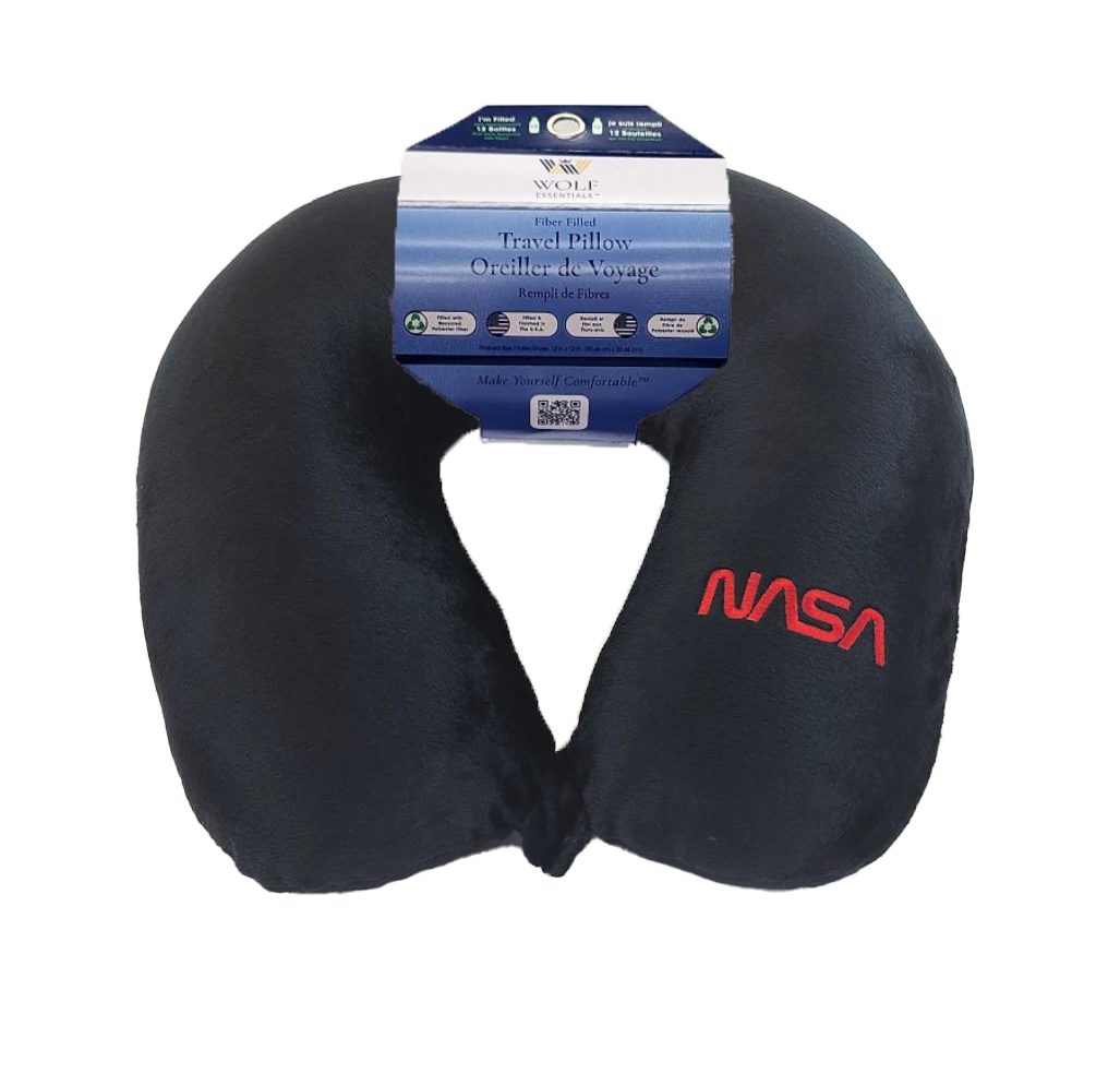 Fiber Filled Travel Neck Pillow - Adult - NASA Embroidery - 12" x 12"