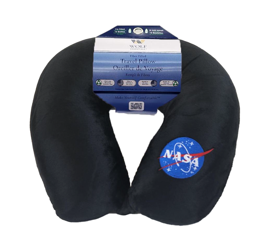 Fiber Filled Travel Neck Pillow - Adult - NASA Embroidery - 12" x 12"