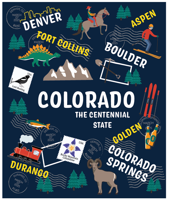 Printed Fleece Blanket - State Souvenir - 50" x 60"