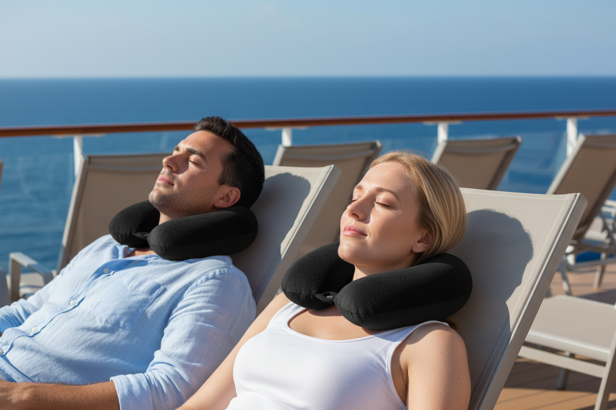 Fiber Filled Travel Neck Pillow - Solid Color