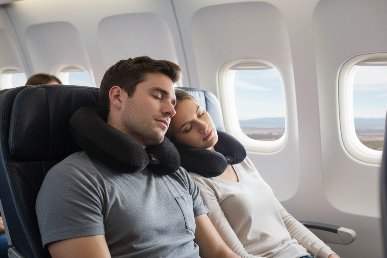 Fiber Filled Travel Neck Pillow - Solid Color