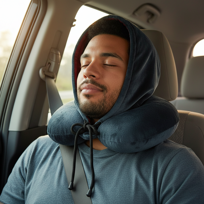 Fiber Filled Hooded Travel Neck Pillow