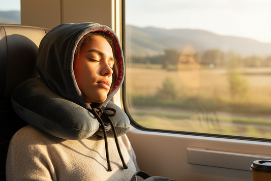 Fiber-Filled Hooded Travel Neck Pillow