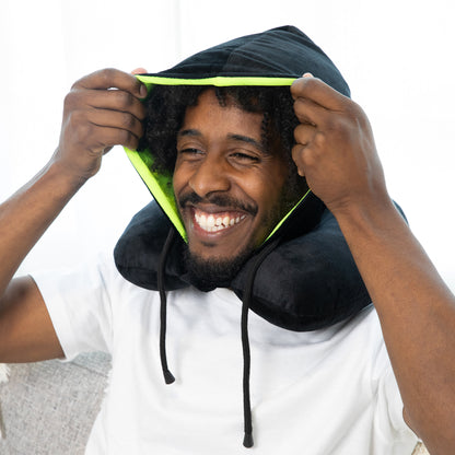Fiber Filled Hooded Travel Neck Pillow - Adult - Dual Color - 12" x 12" - 4 Colors Available