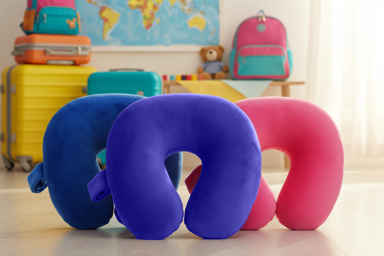 Kids Fiber Filled Travel Neck Pillow – Solid Color