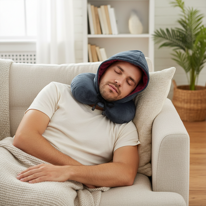 Fiber Filled Hooded Travel Neck Pillow