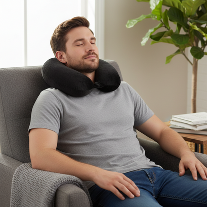 Fiber Filled Travel Neck Pillow - Solid Color