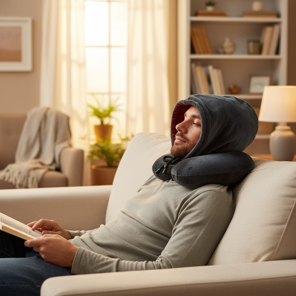 Fiber Filled Hooded Travel Neck Pillow