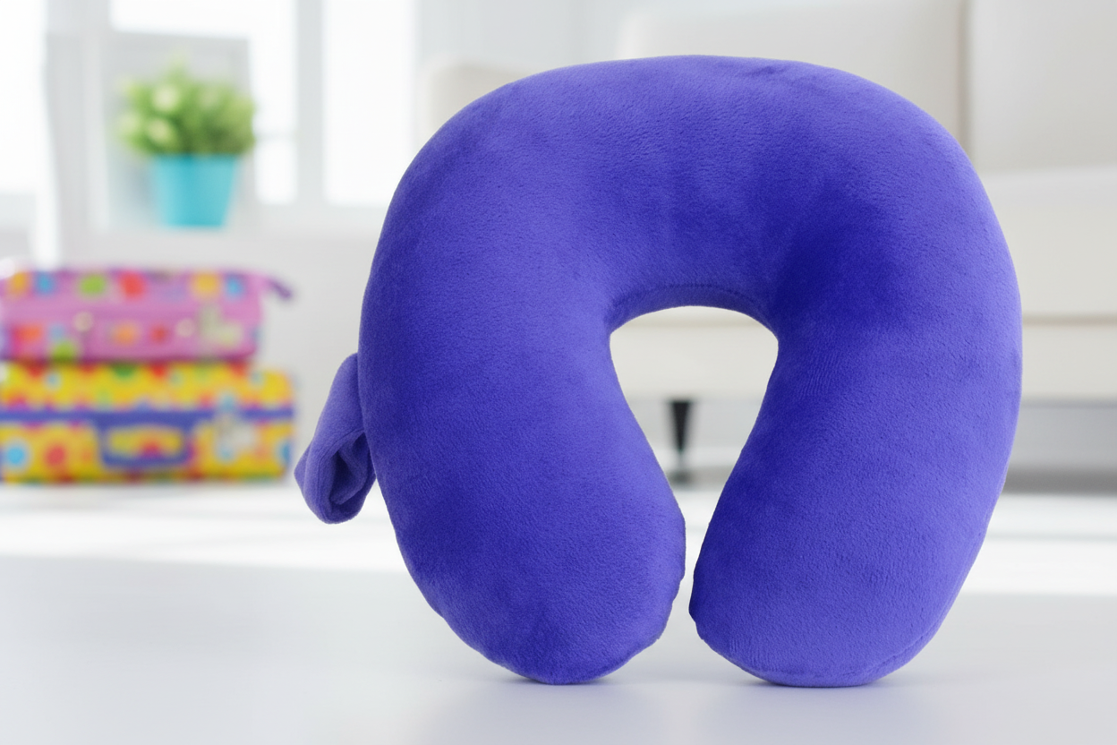 Kids Fiber Filled Travel Neck Pillow – Solid Color