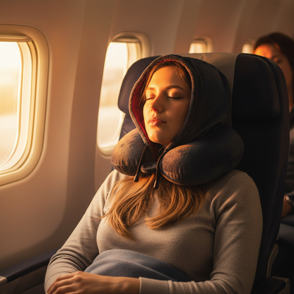 Fiber Filled Hooded Travel Neck Pillow